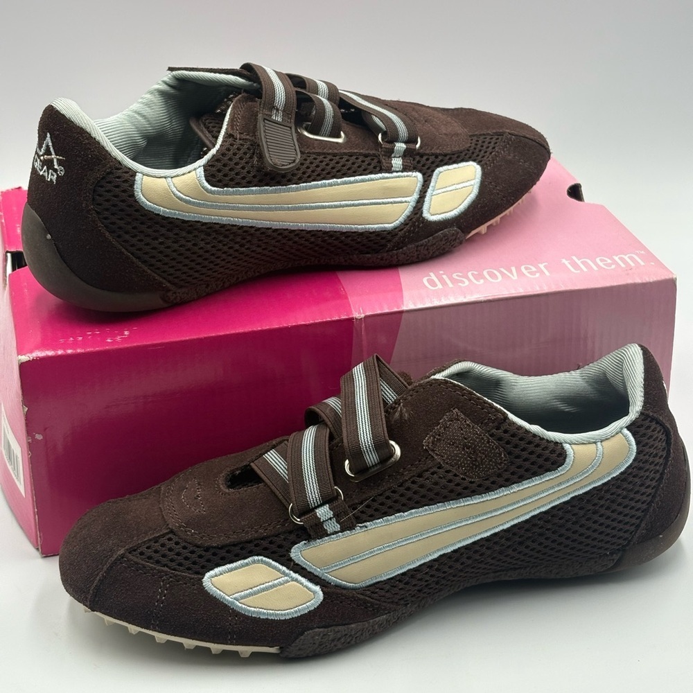 LA Gear Racer Womens Size 7.5 Brown Bone Suede Mesh Sneakers LFCW4063B-2